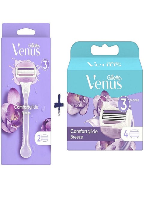 Gillette Venus Breeze Razor Blade Refill For Women 1 Handle Plus 6 Blade
