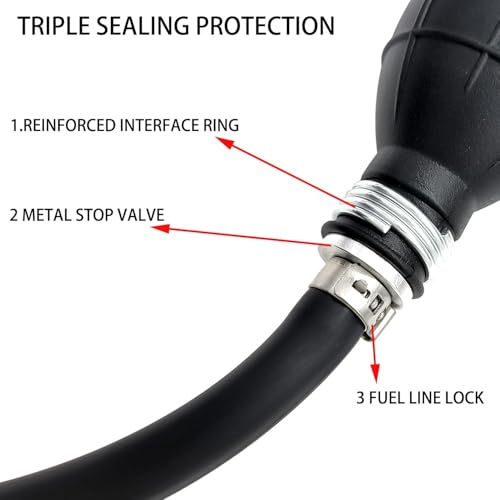 YSIL Marine Fuel Line Assembly 38 6FT Outboard Fuel Line Hose With Primer Bulb Nylon Braided For Boat Motor RVs Tractors And Caravans Steel Hose Clamps - Image 3