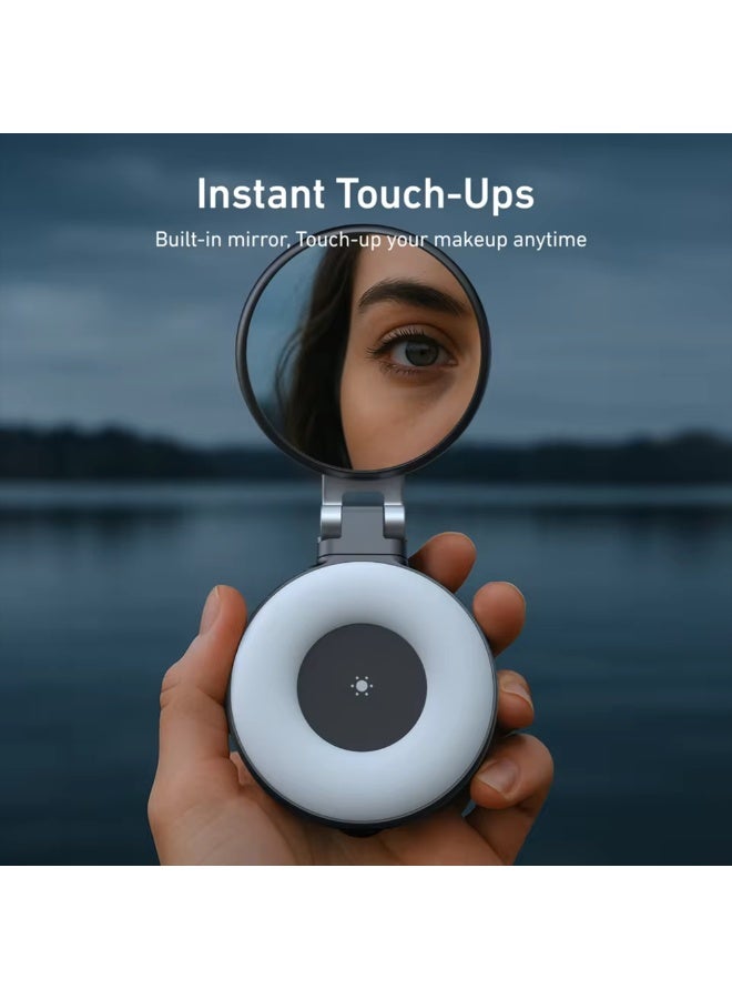 تيليسن C03 حلقة إضاءة سيلفي مغناطيسية للهواتف المحمولة مع مرآة وحامل قابل للتمديد وسطوع قابل للتعديل – متوافقة مع الهواتف الذكية - Image 3