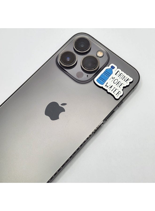 Kipfy Drink More Water Metal Sticker for iPhone and Smartphones, Glossy Finish, Blue, Rectangular, 3M Adhesive Backing - Image 3