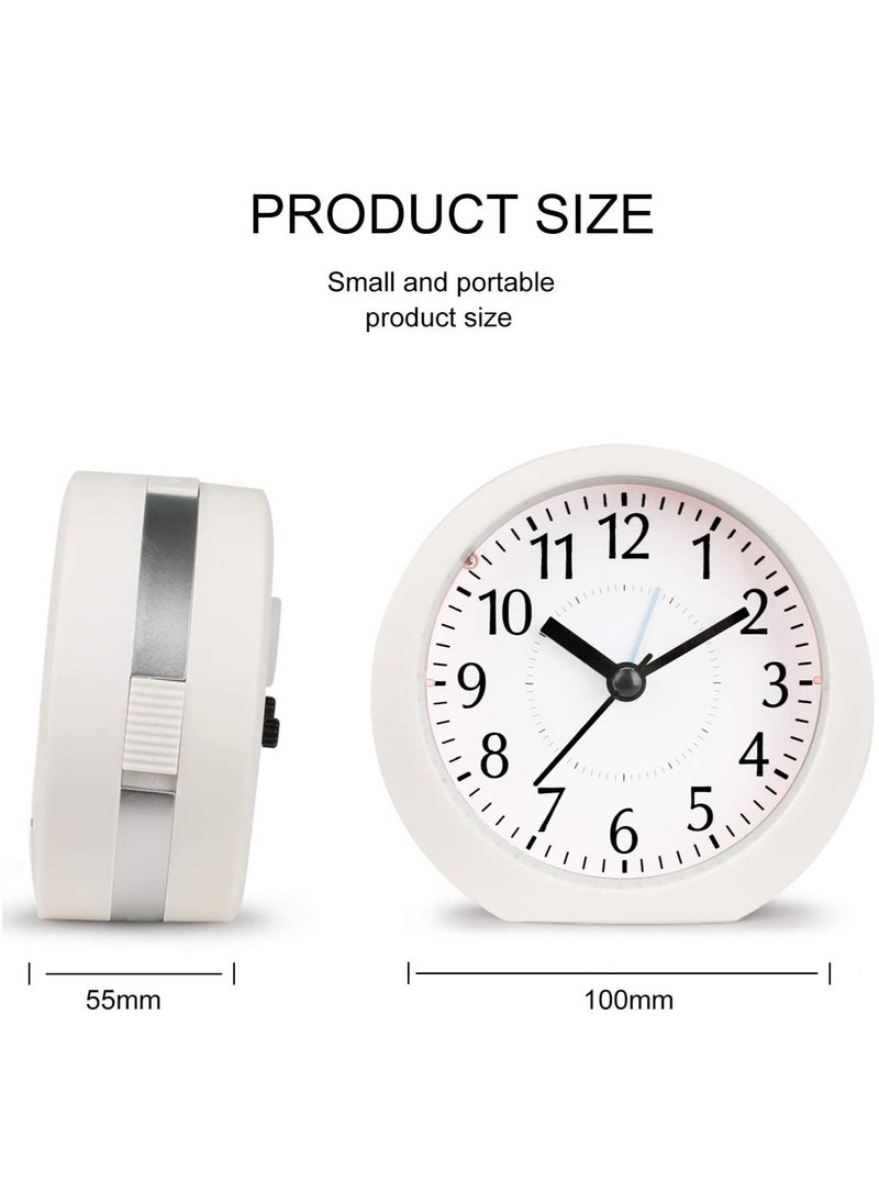 Generic - 1 Piece Analog Alarm Clock 4 Inch Ultra Silent No Tick Small Clock with Snooze and Night Light Battery Powered Travel Alarm Clock - Image 1
