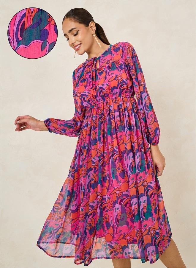 ستايلي فستان ميدي بطبعة زهور - Image 1