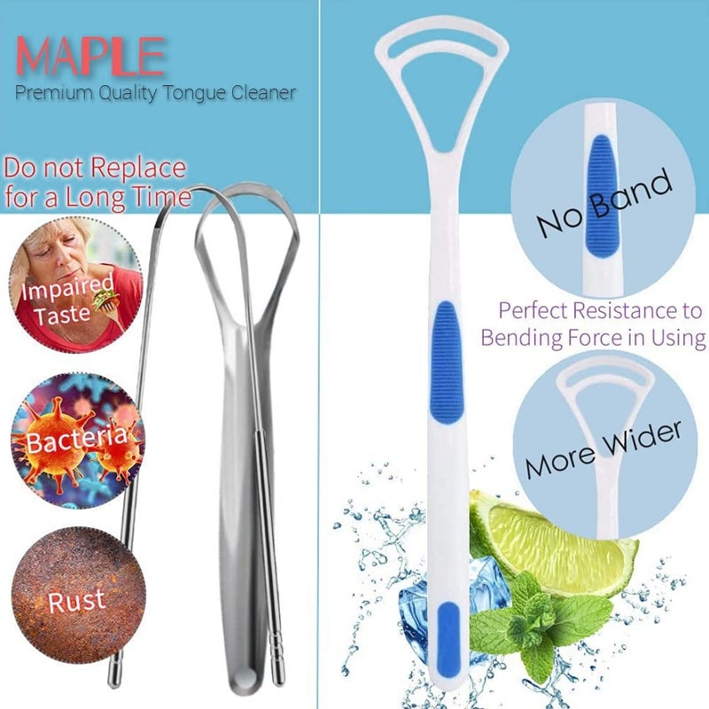 Maple Tongue Cleaner (Pack of 4) For Men Women | Fresh Breath & Bacteria Removal | Improved Taste Sense & Oral Hygiene | Safe & Easy to Use | Tongue Scraper To Prevent Bad Breath | Flexible Handle - Image 3