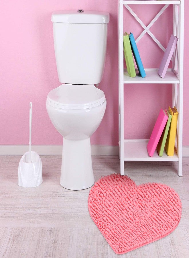 Photect Heart Shaped Rug Chenille Non Slip Mat Decorative Pink Shower Rug Washable Bath Mat for Home Living Room Entrance Bedroom Valentine Gift, 20 x 24 Inch - Image 4