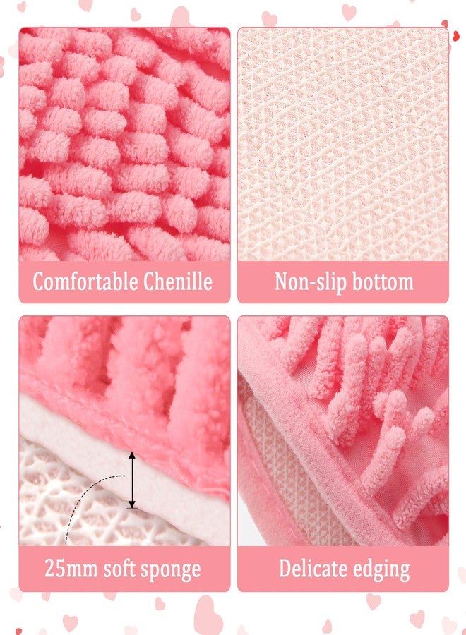 Photect Heart Shaped Rug Chenille Non Slip Mat Decorative Pink Shower Rug Washable Bath Mat for Home Living Room Entrance Bedroom Valentine Gift, 20 x 24 Inch - Image 3