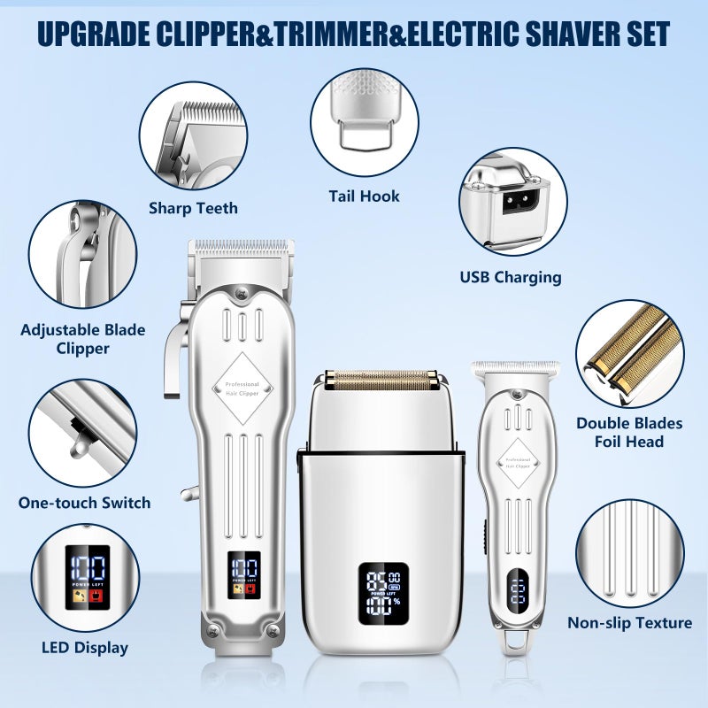 SUNNOW Hair Clippers Professional Cordless for Men, Electric Foil Shavers Razor & Beard Hair Trimmer Kit, Rechargeable Hair Cut Machines Fade Clippers Set, 3 in1 Beard Trimming Kit for Home, Barber - Image 4