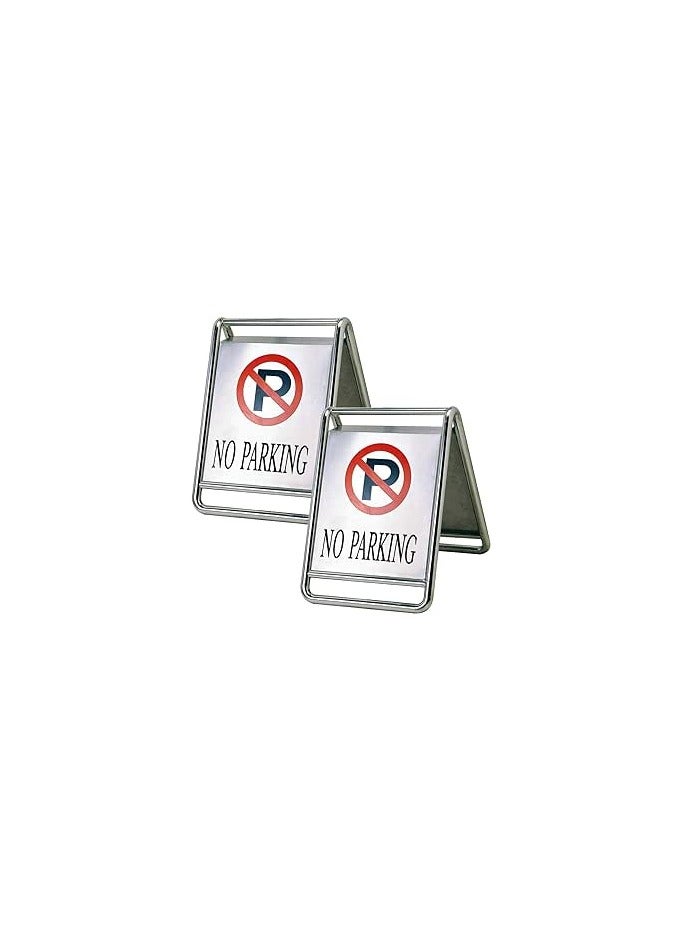 VINSTAR AUTOCARE Pack of 2 Stainless Steel Car No Parking Sign, No Parking Stand 65x48x56cm  - Image 1