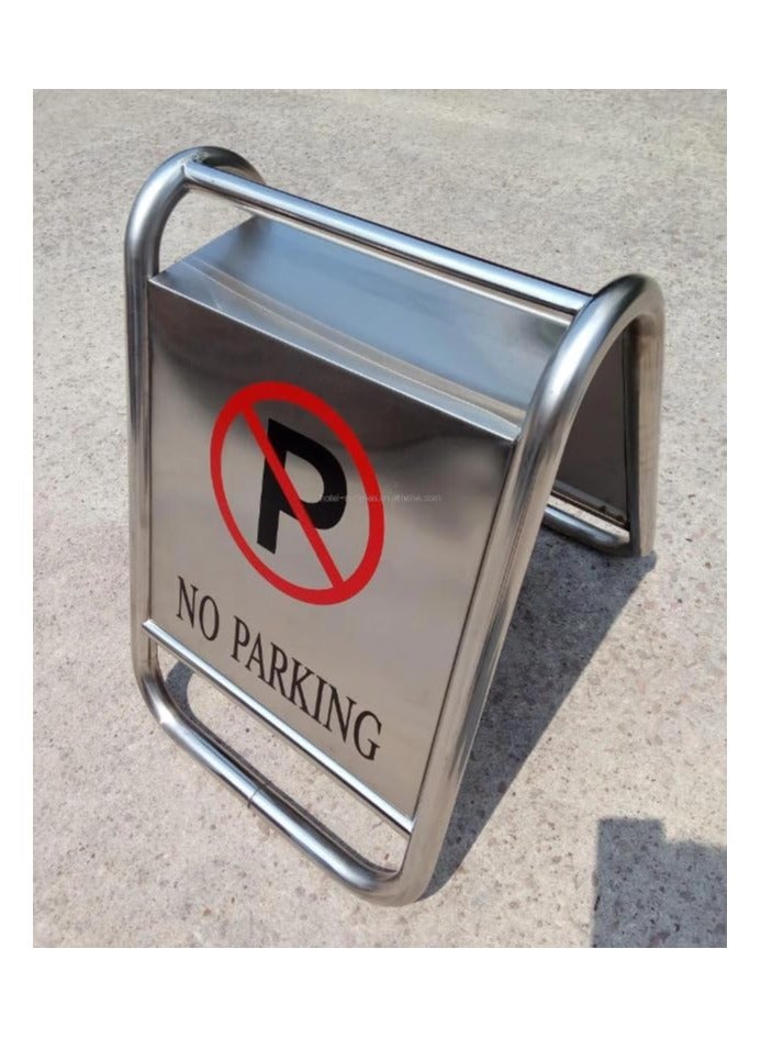 VINSTAR AUTOCARE Pack of 2 Stainless Steel Car No Parking Sign, No Parking Stand 65x48x56cm  - Image 4