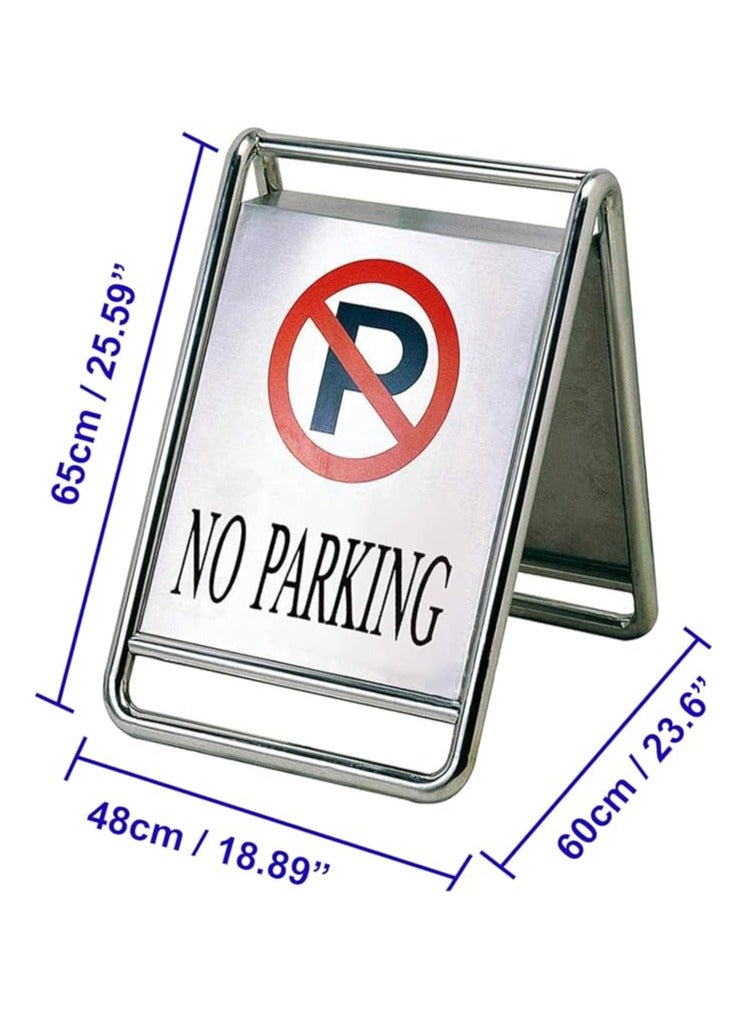 VINSTAR AUTOCARE Pack of 2 Stainless Steel Car No Parking Sign, No Parking Stand 65x48x56cm  - Image 2