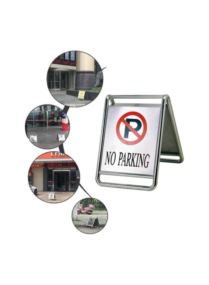 VINSTAR AUTOCARE Pack of 2 Stainless Steel Car No Parking Sign, No Parking Stand 65x48x56cm  - Image 3