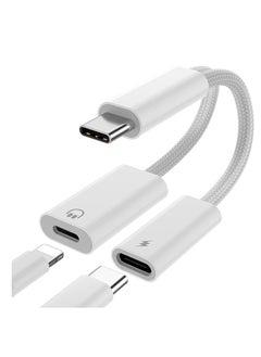 SYOSI 2IN1 USB C to Lightning Headphone Audio Adapter with 60W Charge for iPhone 15 Pro Max,Male USBC to Female Lightning Earphone Converter with USB C Fast Charge Splitter for iPad 10,Not for DataandOTG  - Image 1