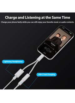 SYOSI 2IN1 USB C to Lightning Headphone Audio Adapter with 60W Charge for iPhone 15 Pro Max,Male USBC to Female Lightning Earphone Converter with USB C Fast Charge Splitter for iPad 10,Not for DataandOTG  - Image 2