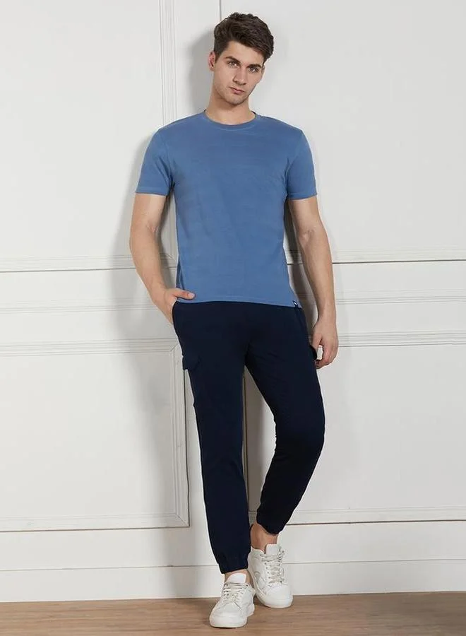 Dennis Lingo Men Textured Cotton Crew Neck T-Shirt