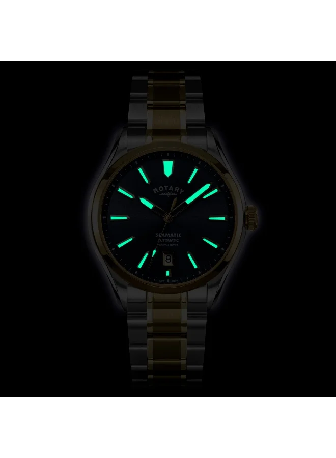 Rotary  Rotary Men's Seamatic 100M Water Resistance Silver & Gold Plated Stainless Steel Bracelet Watch - RGB10034/05 for Men | Best Price UAE