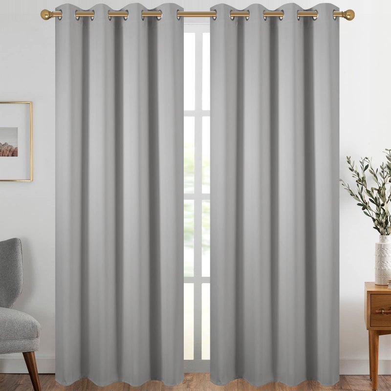 Diraysid Light Grey Grommet Blackout Curtains for Bedroom Thermal Insulated Room Darkening Curtains Drapes 52 x 84 inch 2 Panels