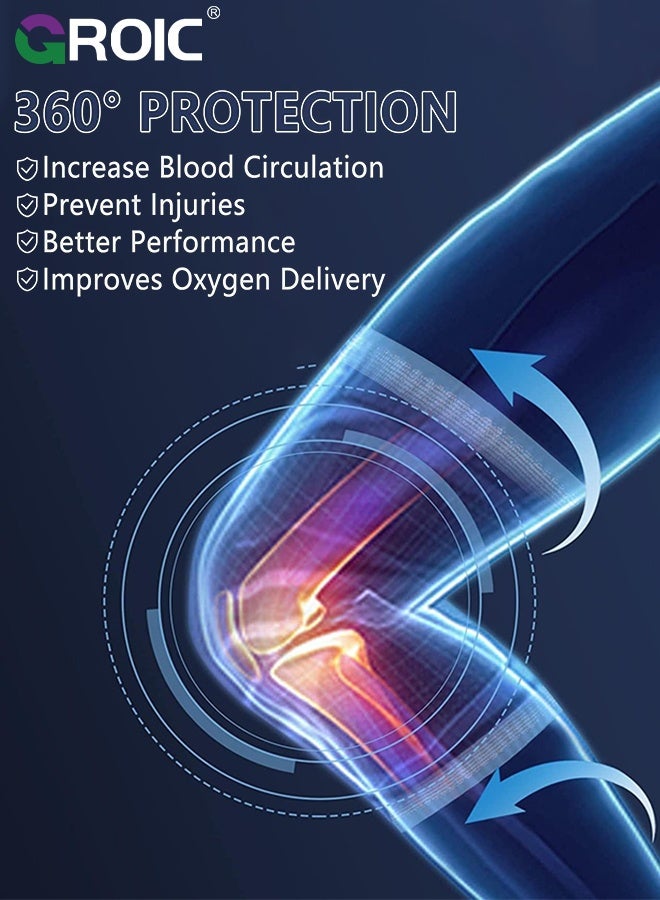 GROIC 1Pcs Compression Knee Brace,Knee Brace for Running Knee Pain, Knee Support Compression Sleeve, Workout Sports Knee Braces for Walking, Running, Gym, Basketball,ACL & Arthritis Pain Relief, Knee sleeves Support(Orange-M) - Image 4