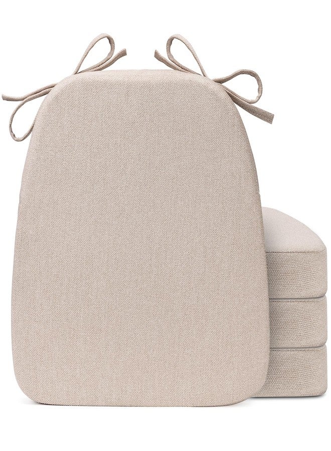 Sunsleek Chair Cushions for Dining Chairs, D-Shaped Seat Cushions with Removable Washable Cover and Ties, Chair Pads for Kitchen, Indoor Dining Room, Patio Chairs, 17'' x 16'', Set of 4, Beige - Image 1