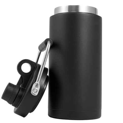 Kerilyn Insulated Half Gallon Jug with Handle, 64oz Stainless Steel, Large Double Vacuum Water Bottle for Hot & Cold Drinks, Wide Mouth, Sweat Proof, Great for Travel, Camping, Black - Image 1