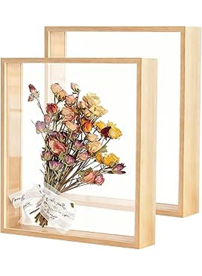 Two Pack 8x10 Inch Wooden Shadow Box Frame With Double Acrylic Front - Image 1