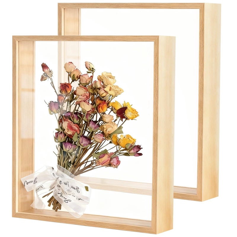 Two Pack 8x10 Inch Wooden Shadow Box Frame With Double Acrylic Front - Image 2