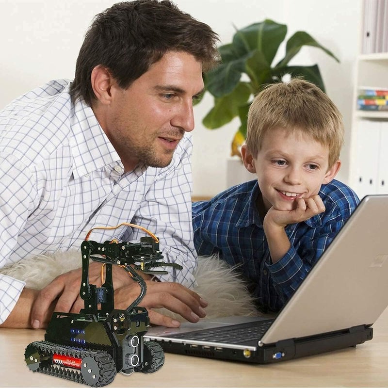 Adeept RaspTank Smart Robot Car Kit for Raspberry Pi 4B/3B/3B+(Board Not Included), Tank Tracked Robot with 4-DOF Robotic Arm,Obstacle Avoidance, Line Tracking, USB-C Charging, with Digital Tutorials - Image 4