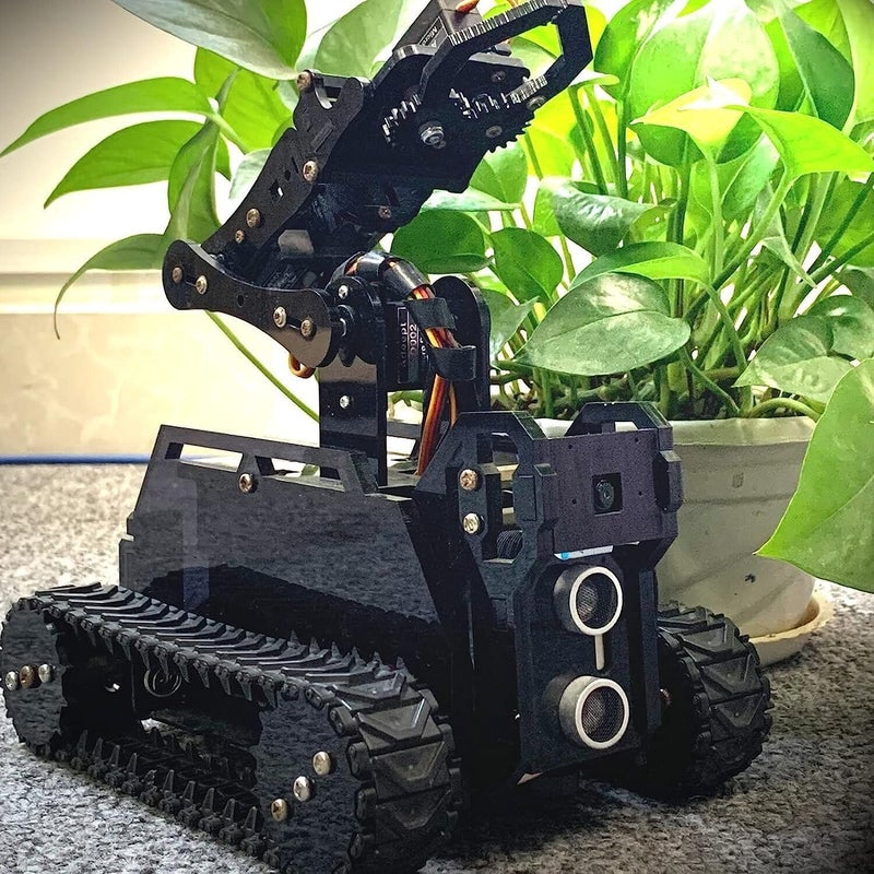 Adeept RaspTank Smart Robot Car Kit for Raspberry Pi 4B/3B/3B+(Board Not Included), Tank Tracked Robot with 4-DOF Robotic Arm,Obstacle Avoidance, Line Tracking, USB-C Charging, with Digital Tutorials - Image 1