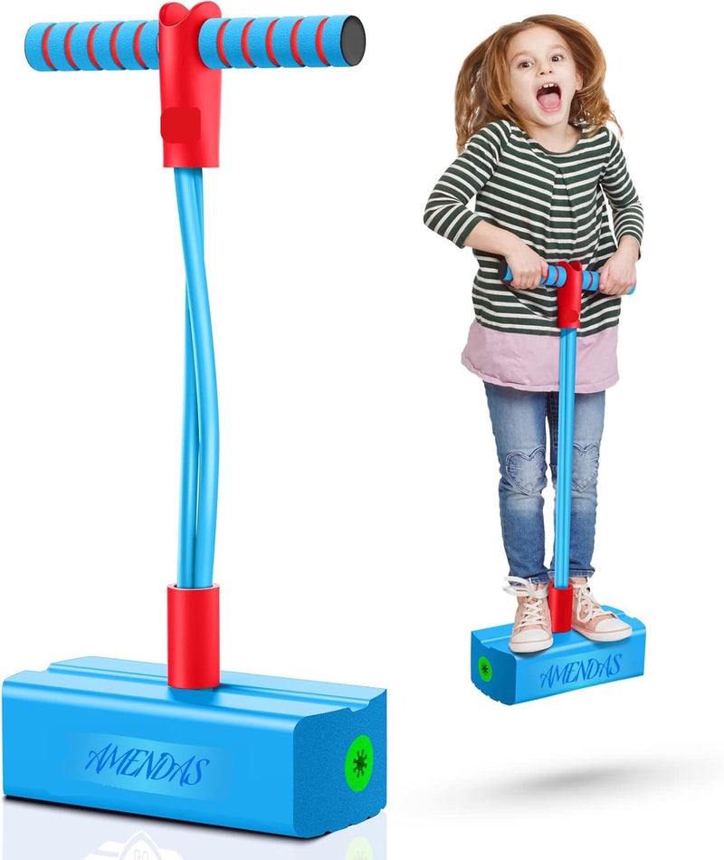 AMENDAS Kids Crazy Pogo Jumper, Fun and Safe Pogo Stick for Toddlers, Durable Foam Bungee Jumping Stick with Squeaky Sounds, Improves Balance, Bouncing Toy for Ages 10 and Up, Holds up to 50Kg - Image 1