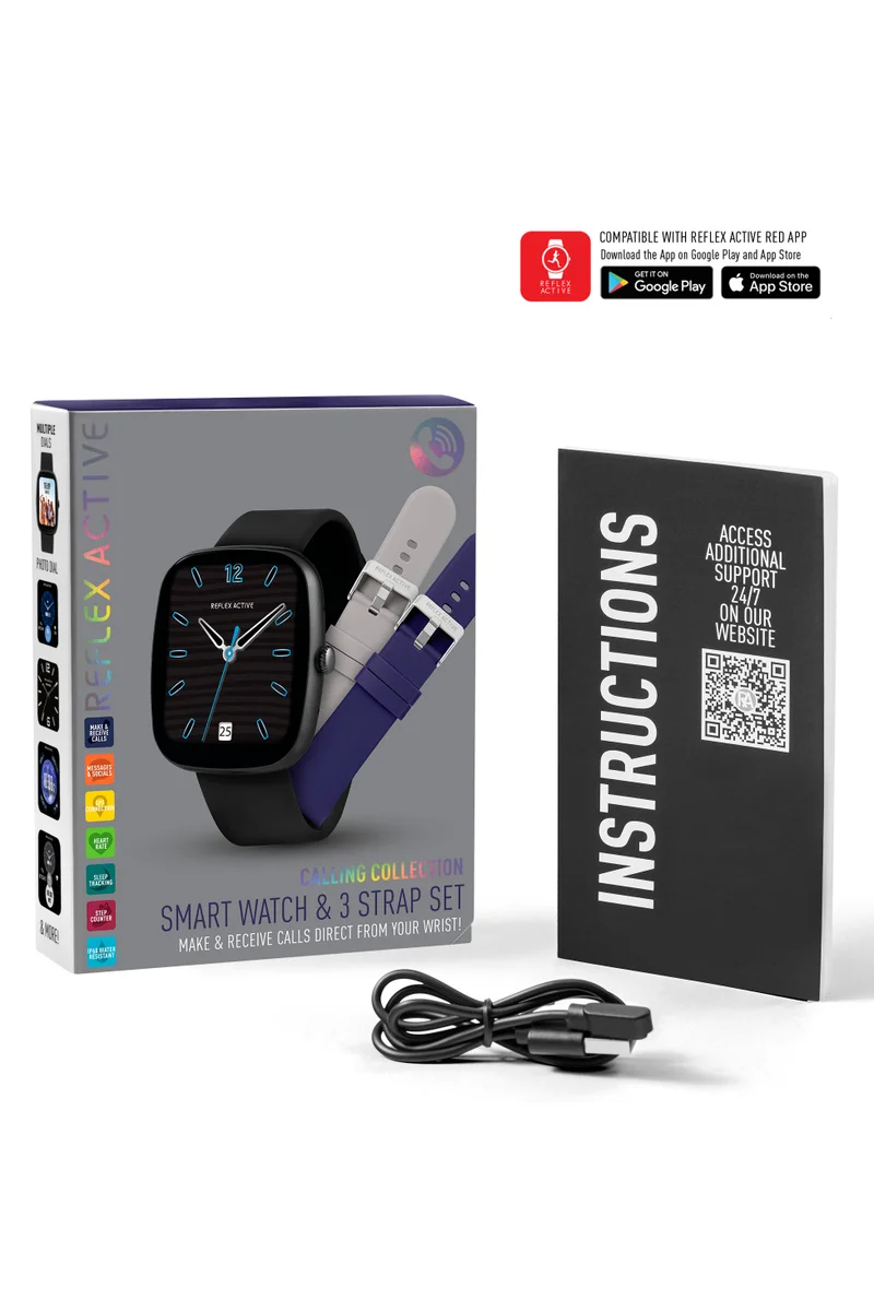 REFLEX ACTIVE Reflex Active Nexus C 100 Smart Black Calling Watch Interchangeable Set