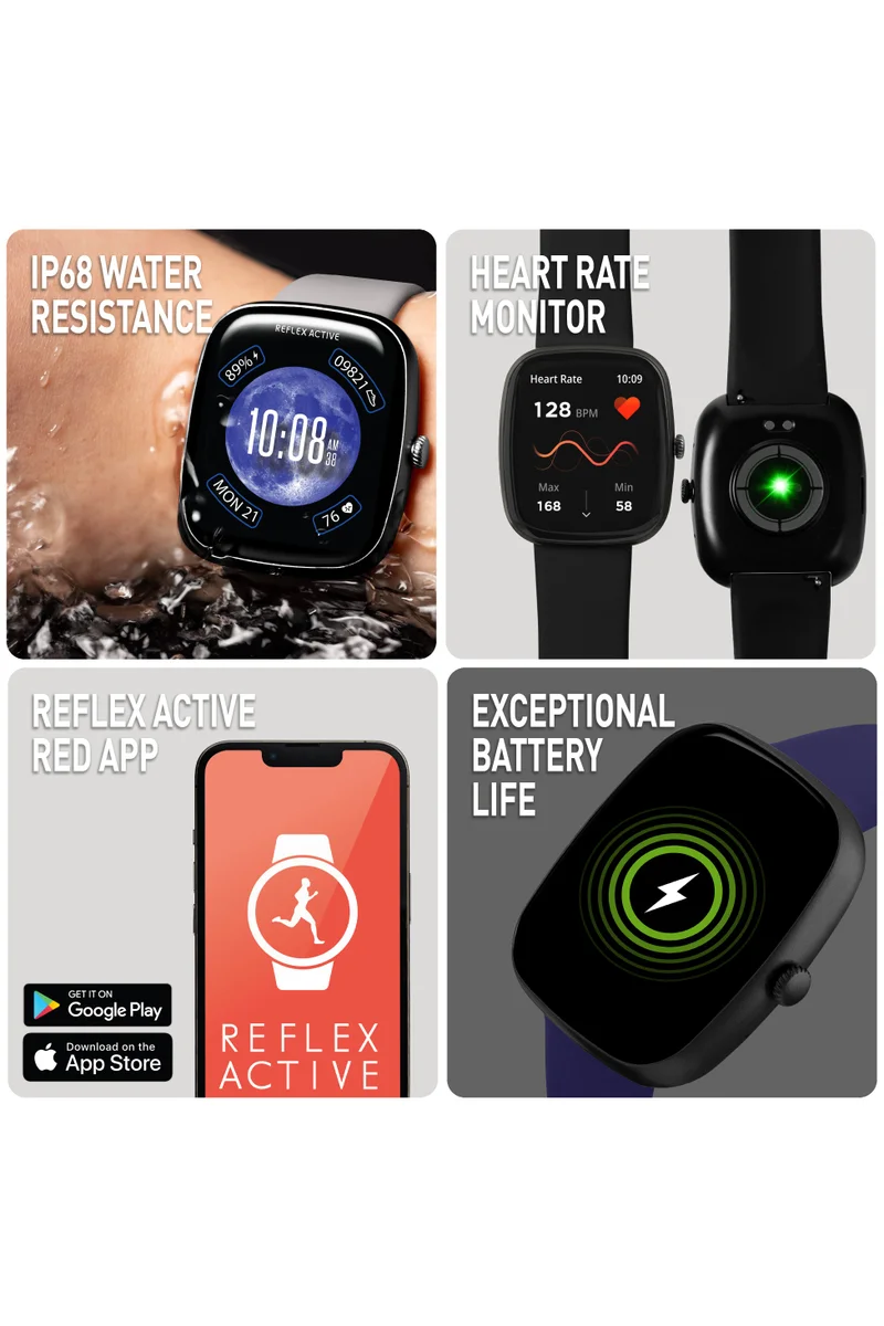REFLEX ACTIVE Reflex Active Nexus C 100 Smart Black Calling Watch Interchangeable Set