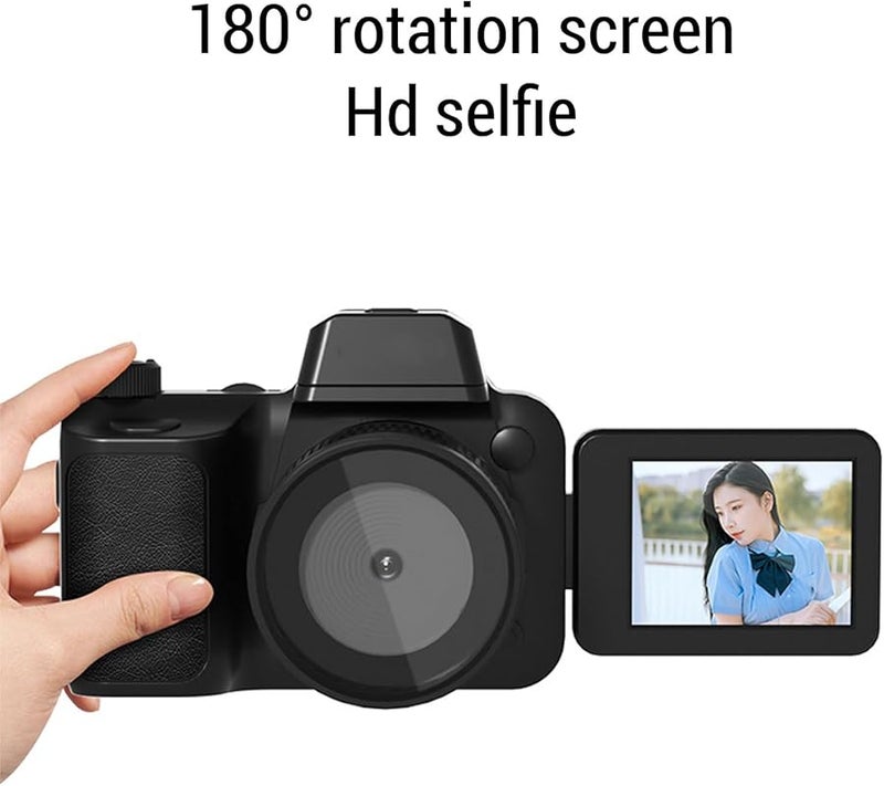 كاميرا رقمية بدقة 4K و48 ميجابكسل مع تركيز تلقائي وتكبير 16x، كاميرا مدونات فيديو بشاشة قابلة للطي مقاس 2.2 بوصة وإضاءة تعبئة - Image 4