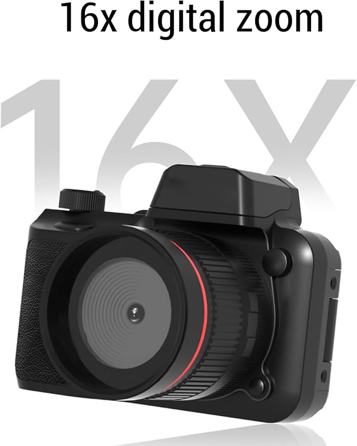 كاميرا رقمية بدقة 4K و48 ميجابكسل مع تركيز تلقائي وتكبير 16x، كاميرا مدونات فيديو بشاشة قابلة للطي مقاس 2.2 بوصة وإضاءة تعبئة - Image 5