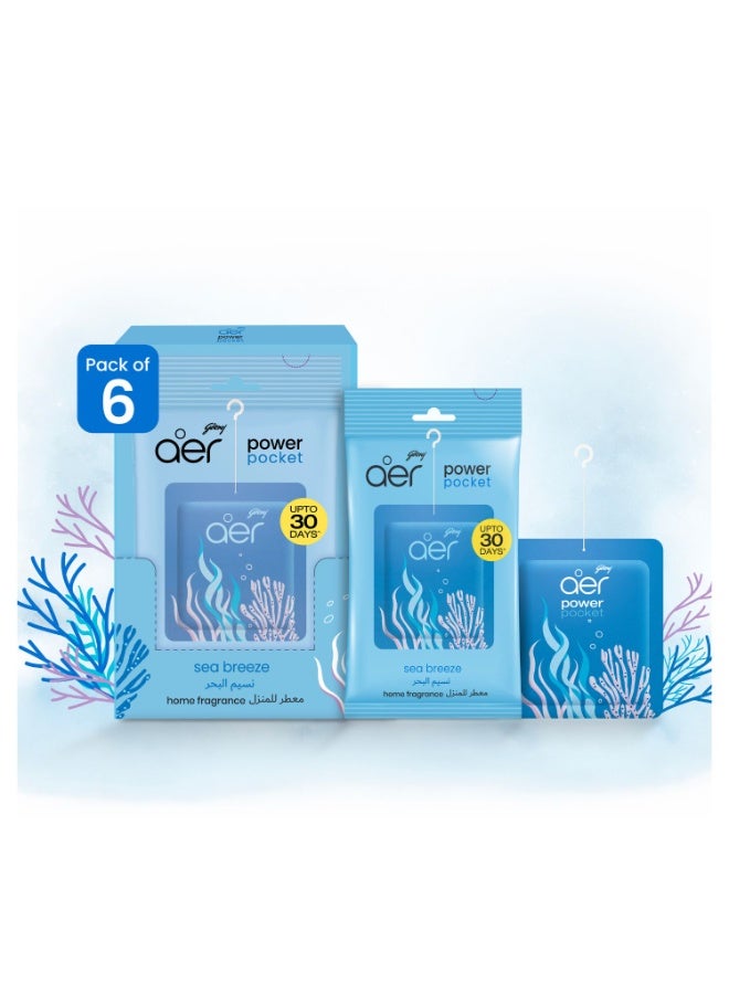 Aer Power Pocket Sea Breeze Bathroom Fragrance, Pack of 6