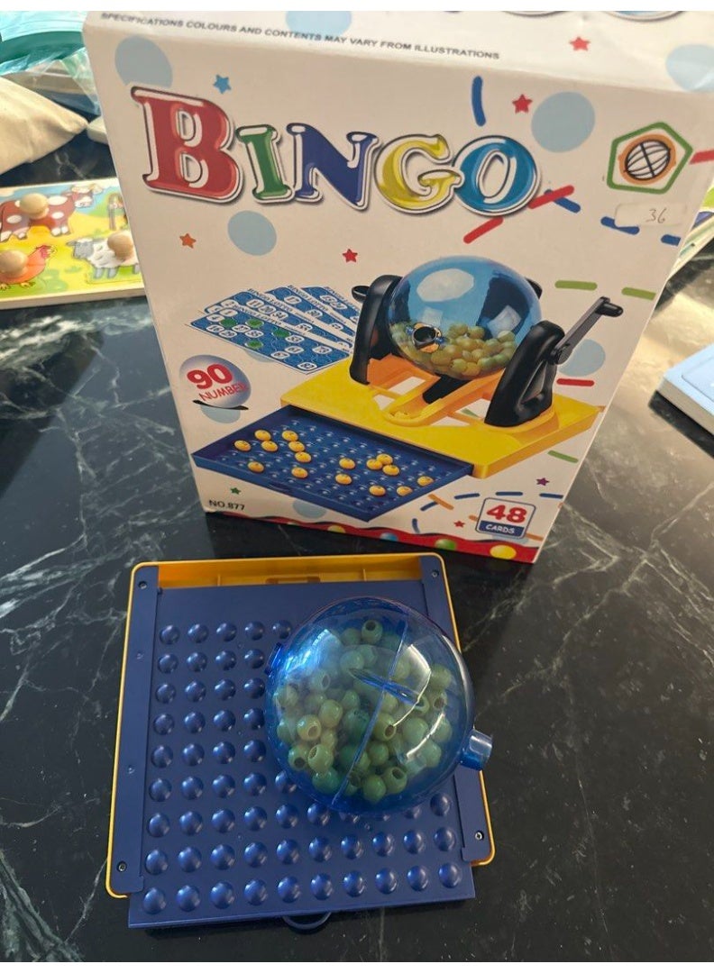 Family Bingo Game Set with 90 Number Balls, 48 Reusable Cards & Rolling Dispenser - Image 4