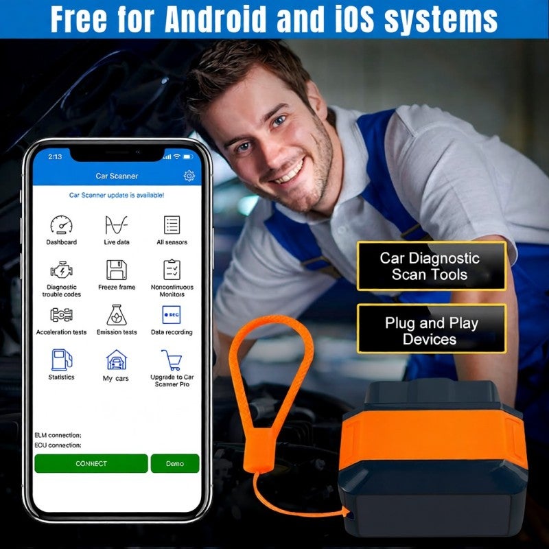 Car Diagnostic Scan Tool: Red Compact Plug-and-play Device - Stable BT Wireless Connection Auto Engine Fault Diagnostic Tester for 12V Gasoline and Diesel Vehicles After 1996 With OBDII Protocol - Image 5