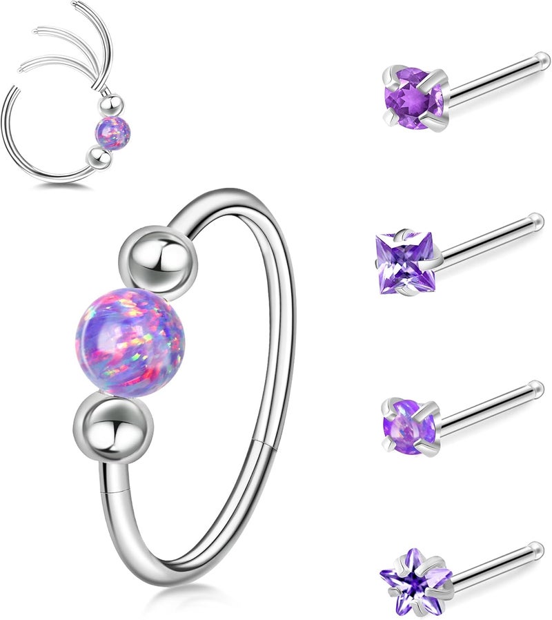 ONESING 9-40 Pcs Nose Rings - Hoops, Studs & L Shape - Hypoallergenic Stainless Steel Nose Piercings for Women & Men - Image 1