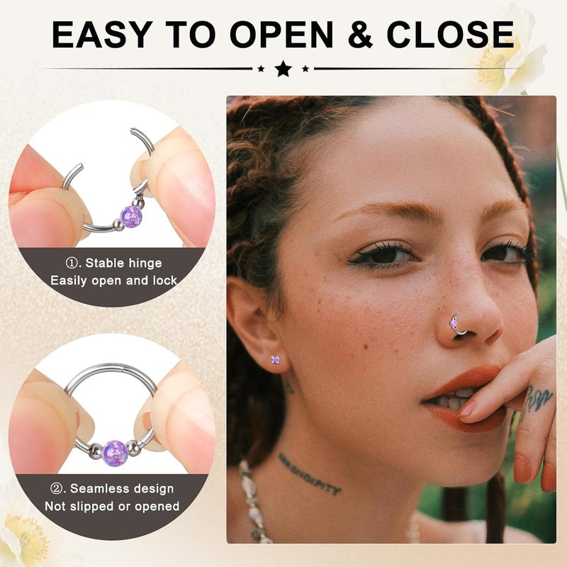 ONESING 9-40 Pcs Nose Rings - Hoops, Studs & L Shape - Hypoallergenic Stainless Steel Nose Piercings for Women & Men - Image 4