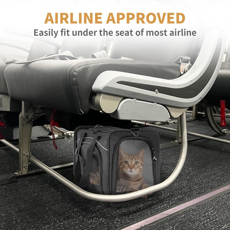Petsfit Transport Bag for Cat and Dog Bag, Airplane, Fly Bag for Dogs and Transport Box Cat Fly-Appropriate Pet Bag, Safe Transportation in Car, Plane and Train, S/Black - Image 5