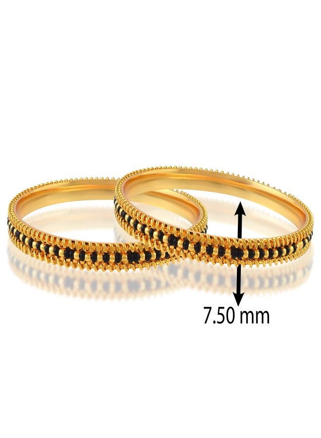 Superstore18 Brass Gold plated Traditional Bangles with Black Beads, Mangalsutra Design ethic wedding bridal Jewellery for Women- Set of 2 (SST1011BGSV) (2.8) - Image 5