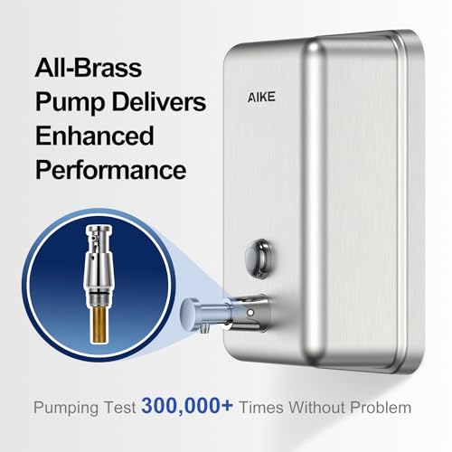 AIKE 37oz Surface Mount Stainless Steel Soap Dispenser for Commercial,Brushed Stianless Steel Finish Model AK1003 - Image 4