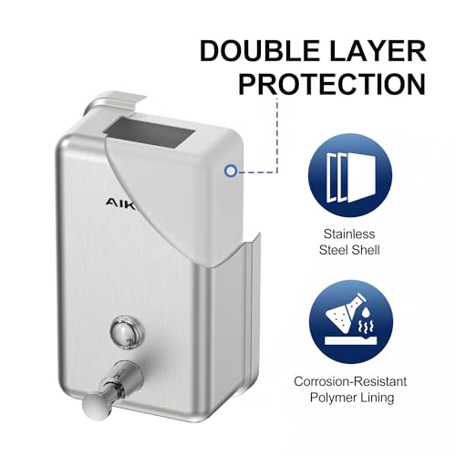 AIKE 37oz Surface Mount Stainless Steel Soap Dispenser for Commercial,Brushed Stianless Steel Finish Model AK1003 - Image 5