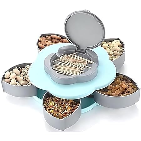 Imported Flower Candy Box Serving Rotating Tray for Dry Fruit, Candy, Chocolate, Snacks,Storage ContainerFlower Shape Container Serving Rotating Type Spice Storage - Image 1