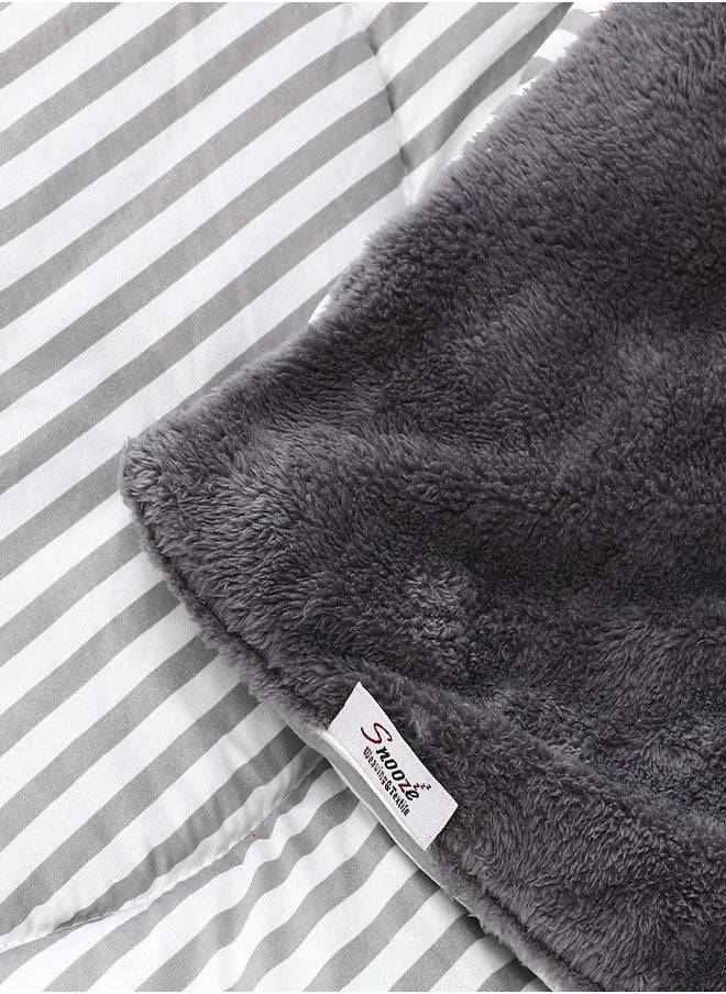 snooze - Double Face Winter Fur Quilt, Gray Striped, 220*235cm - Image 1