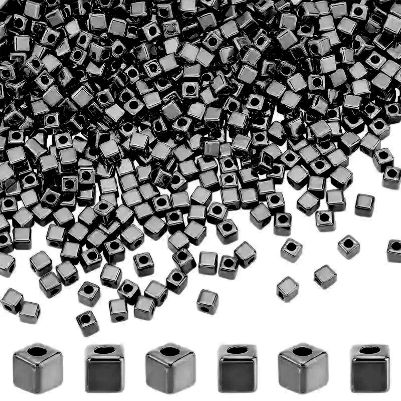 INDIKONB Metallic Black 4mm Cube Spacer | Shiny Metal Cube Accessories for Bracelet & Jewellery Making | Craft Supplies for DIY, Beading & Decoration - Image 4
