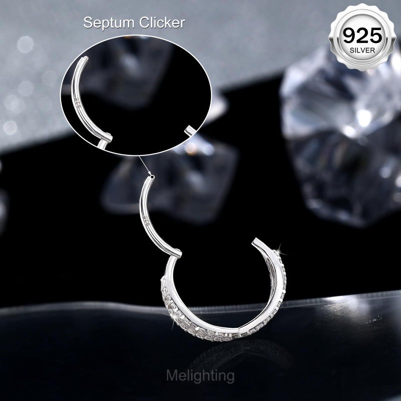 Melighting MeIighting Sterling Silver Nose Ring & Earring - 18G Solid Silver Cartilage Piercing Jewelry With Clear CZ Stones - Image 4