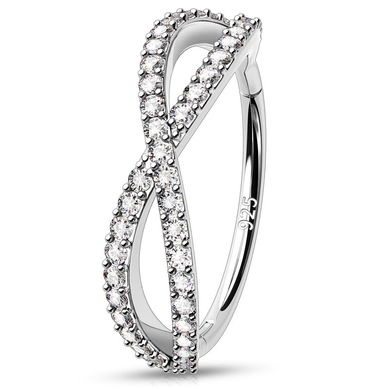 Melighting MeIighting Sterling Silver Nose Ring & Earring - 18G Solid Silver Cartilage Piercing Jewelry With Clear CZ Stones - Image 1