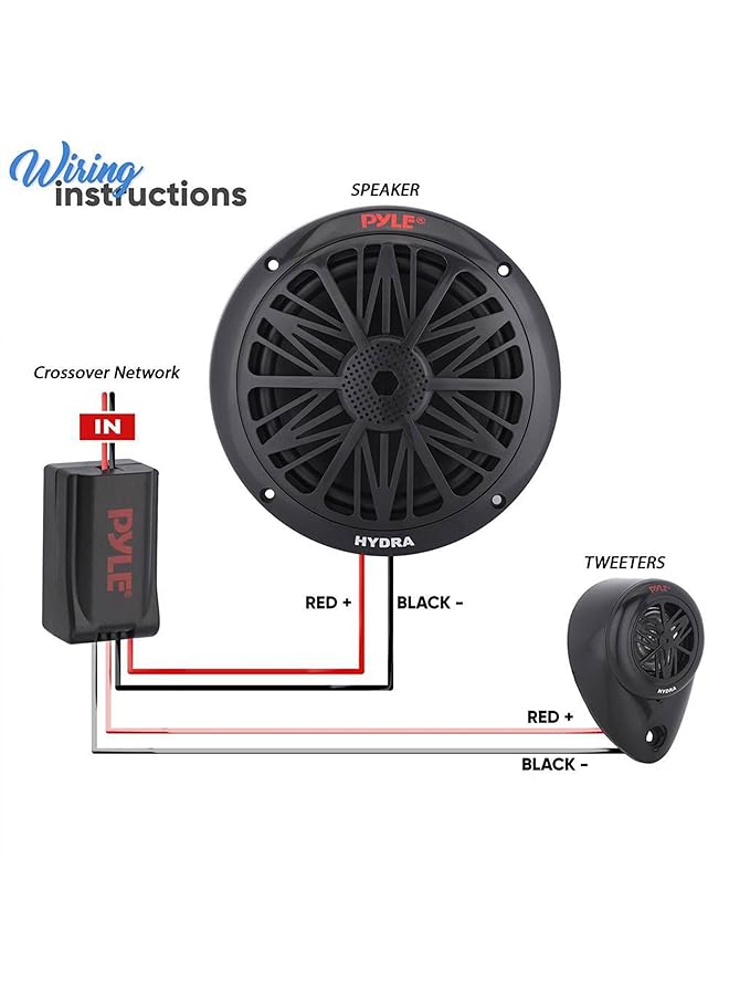 Pyle 200 Watt Marine Boat Speaker System Weather Proof Dual 2 Way 6.5 Inch Outdoor Speakers W/ 85Hz-6Khz Frequency Response, Heavy Duty 8Oz Magnet Structure Plmr6Kb,Black - Image 2