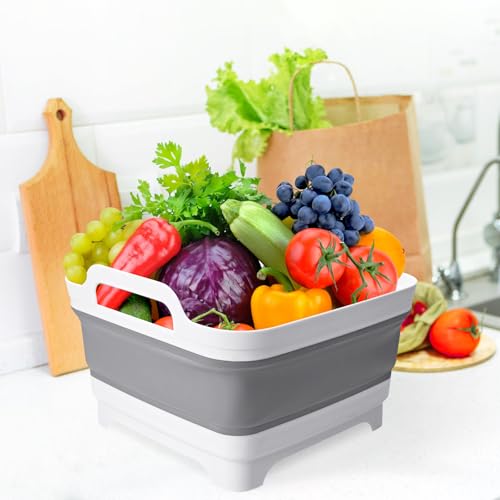 JOBVERT Collapsible Wash Basin with Drain Plug, 2.4 Gallon (9L) Collapsible Dish Basin, Portable Bottle Washing Basin for Baby Bottles, Vegetable Washing, RV Camping - Image 4