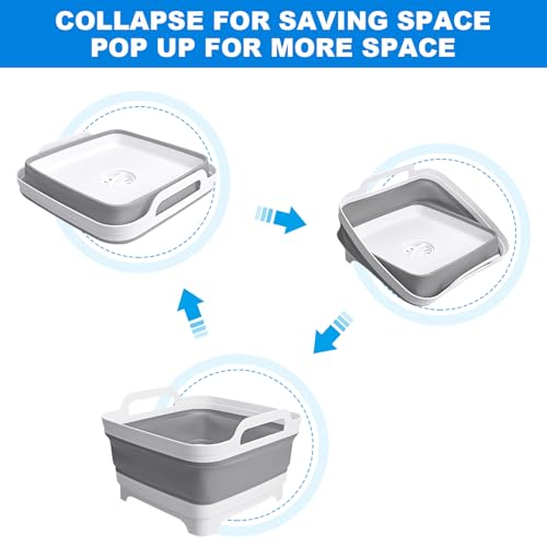 JOBVERT Collapsible Wash Basin with Drain Plug, 2.4 Gallon (9L) Collapsible Dish Basin, Portable Bottle Washing Basin for Baby Bottles, Vegetable Washing, RV Camping - Image 3