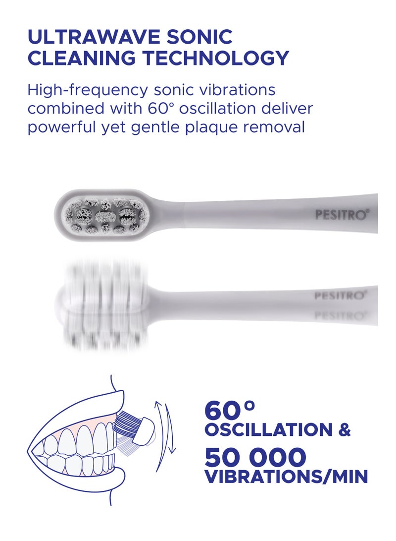 PESITRO VIBROSONIC Smart ELECTRIC Toothbrush – 50,000 Vibrations/Min, 5 Modes, UV-C Sterilization & USB-C Charging, Waterproof - Image 3