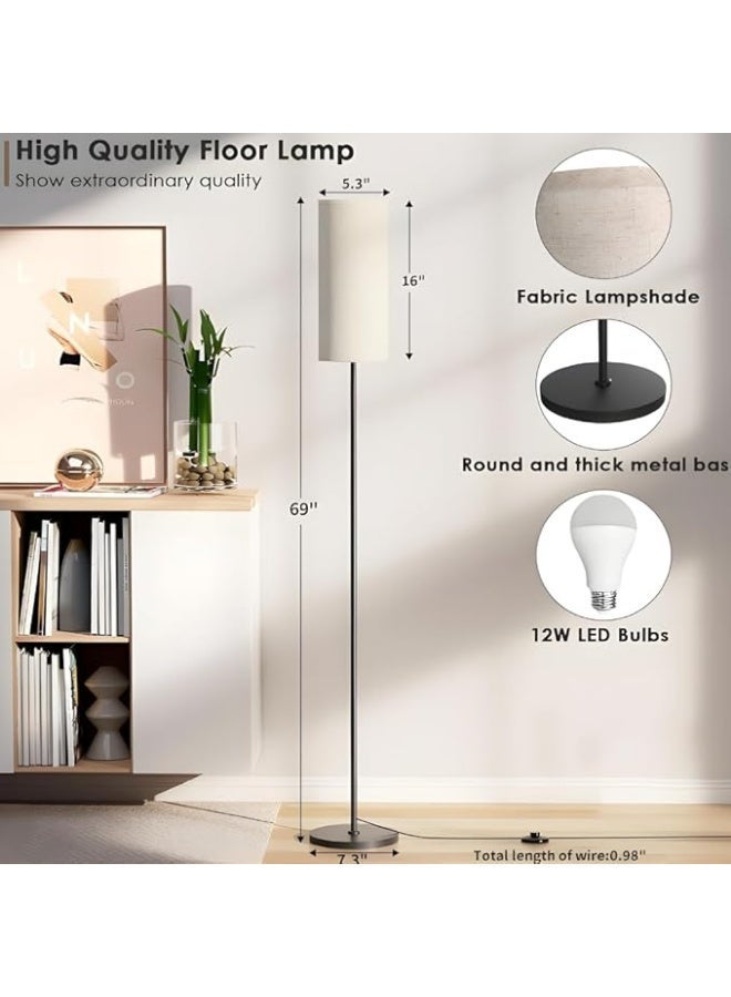 zentora Modern Floor Lamp for Living Room & Bedroom, Minimalist Standing Pole Lamp, 3 Color Temperatures (Warm/Neutral/Cool), Black Finish, Tall Lamp with Lampshade & Foot Switch - Image 4